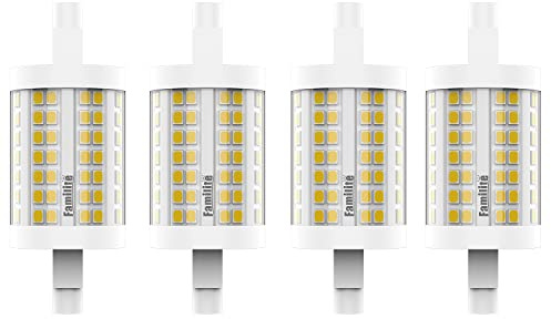 Familite R7S LED Bulb 78MM, 15W Dimmable J78 Flood Light, 150W Halogen T3 Replacement for Torchiere Wall Sconce Work Banker Light, Warm White 3000K, Pack of 4