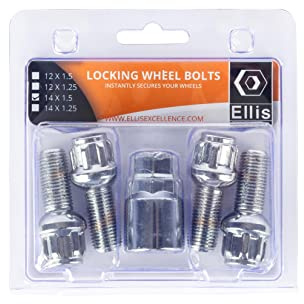 Ellis Excellence Set of 4 M14 x 1.5 Radius Alloy Wheel Locking Bolts (28mm Thread)