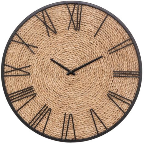 Atmosphera - Horloge Nico - métal et Paille D50 cm