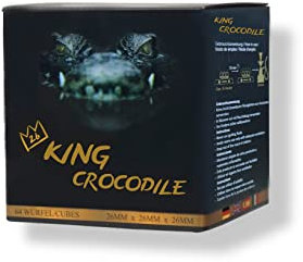 King Crocodile Carbone di cocco con lunga durata, 26 x 26 mm, carbone naturale sostenibile, poca cenere, basso sviluppo di fumo, carbone per barbecue, cubo di qualità premium (consumer, 2 kg)
