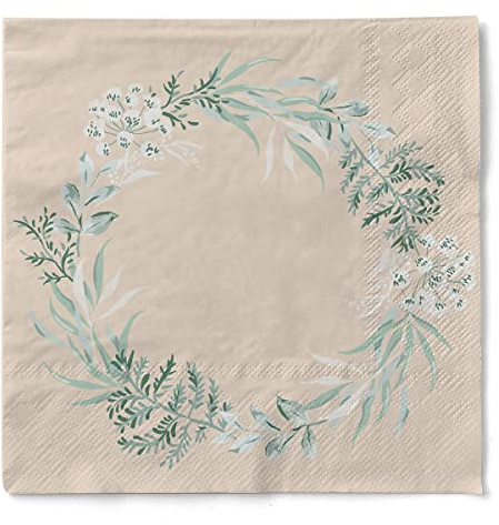 Mank Servietten aus Tissue 33 cm x 33 cm 1/4 Falz Kaffee Serviette hochwertige Einmal Serviette 100 Stück Alea beige