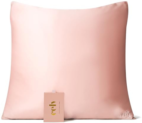célv Luxus Seide Kopfkissenbezug/Kissenbezug mit verstecktem Zipper/Kissenhülle aus 100% Maulbeerseide / 1 Stück / 22 Momme/Geschenkverpackung MEHRWEG (80 x 80 cm, Rose Gold)