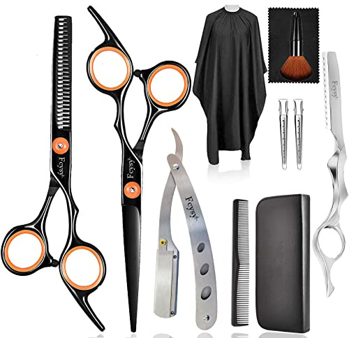 Haarschneideschere Effilierschere Kit, Fcysy 11 Stk Professionelles Haarschere Set Haarschere Friseur Kit, Friseurschere Haarschneideschere Salon Trimmschere für Haare für Frauen Männer Haustier