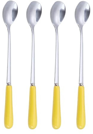 scoop löffel Keramik-Edelstahl-Rührstäbchen mit langem Griff, Kaffeelöffel, Eislöffel, Wein-Rührstäbchen, Honiglöffel besteck bunt (Color : E)