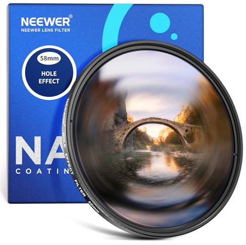 NEEWER 58mm Espiral Halo Filtro Cámara Lente, Prisma K9 Cristal Óptico Efectos Especiales Filtro Fotografía Lente de Cámara Accesorios con Visión Túnel Deformada Circular Halo Efecto Marco
