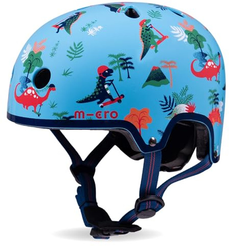 Micro Scooter | Bike/Scooter Printed Kids Helmet | Kids Bike Accessories | LED Rear Light | Protective Chin Strap | Inner Padding | Adjustable Strap & Sizing Wheel