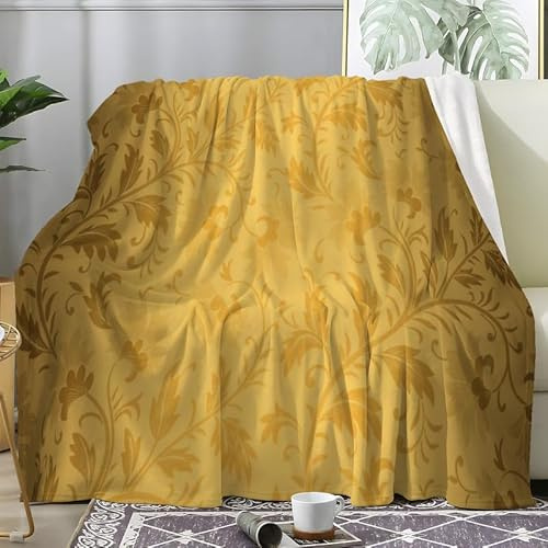 Kuscheldeckem Blätter Gold Warme Kuscheldecken Weich Gemütlich Sanft Flanell Fleecedecke Tagesdecke Sofadecke Bett Sofa überwurfdecke Personalisierte Geschenke, Große Decke 220x240 cm