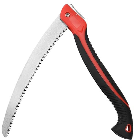 WEIMELTOY 12 Inch Heavy Duty Pruning Saw, Folding Hand Saw with SK5 Curved Blade, Triple-cut Razor Teeth Used for Trees Wood Cutting Camping Gardening Work, Hiking, Landscaping, Tree Trimming