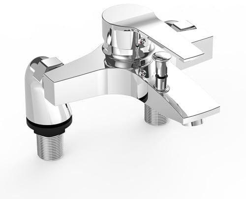 Marketero Bath Mixer Taps, Modern Single Lever Bath Shower Filler Mixer Tap with Dual Outlet Ceramic Valve for Bathroom Brass Chrome