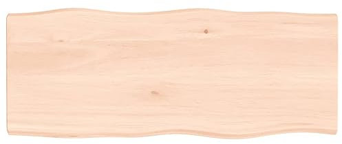 INLIFE Tablero de mesa 100 x 40 x 4 cm, madera maciza de roble sin tratar, borde de árbol, 8,3 kg, 363882
