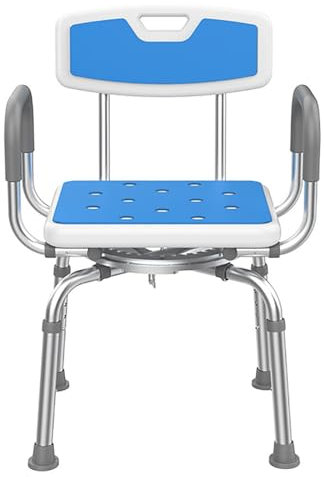 Duschstuhl Für Senioren Und Behinderte, Modern Duschstuhl Duschhocker Drehbar Mit Lehne Und Armlehnen, 360° Drehbarer rutschfeste Höhenverstellbarer Duschstuhl, Belastbar 150 Kg