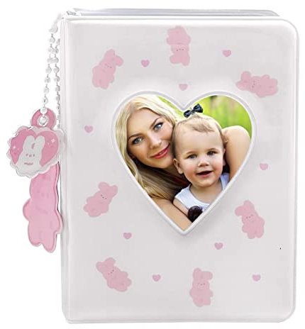 Mini Album Fotografico,Heart Hollow Album,Porta Carte Fotografiche Kpop,40 Tasche Kpop Photo Card Holder Love Heart Hollow Photo Card Holder Kpop Raccoglitore (Bianco)