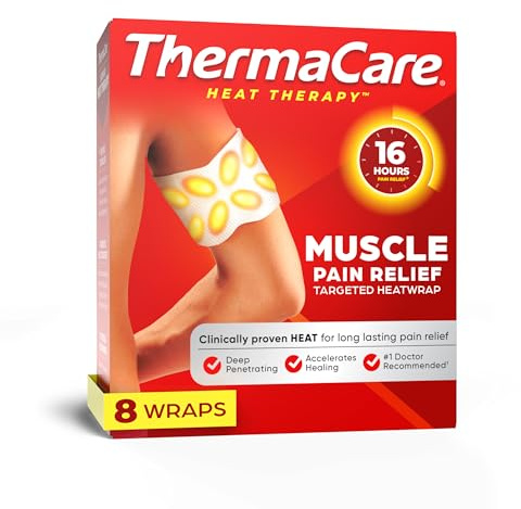 ThermaCare Portable Muscle Therapy Heating Pads - Multi-Purpose Adhesive HeatWraps for Back, Neck, Joint, & Menstrual Pain Relief - Drug-Free, Discreet, Long-Lasting Heat Therapy - Pack of 8