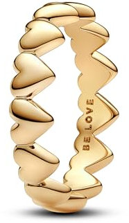PANDORA Moments Reihe von Herzen Ring aus Sterling Silber mit vergoldeter Metalllegierung, Größe: 54, 163427C00-54