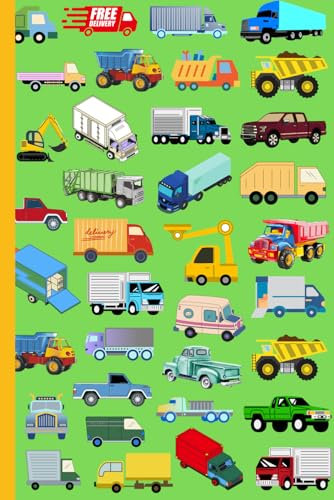 TRUCKS NOTEBOOK, 6x9, 120 lined pages. It can be used as a composition notebook or a journal: School, College, University, Office, Work