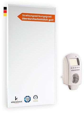 Riscaldatore a infrarossi Könighaus - 300 watt ✓ Doppia protezione anti-surriscaldamento ✓ Temperatura di esercizio in 2-4 min ✓ Montaggio a parete ✓ Termostato