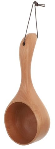 SHOWERORO Cucharón De Madera Multipropósito Sin Rayaduras Para Hogar y Sauna Con Mango Liso y Diseño Natural Para Cocina y Servicio Diario