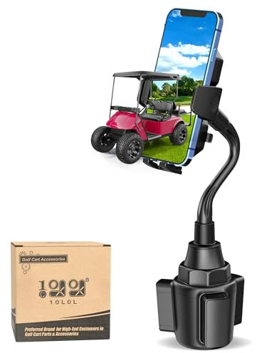 10L0L Golfwagen-Handyhalterung, universelle KFZ-Getränkehalter, Handyhalterung für alle 10,2–17,3 cm (4–6,8 Zoll) Handys, passend für EZGO Club, Auto, Yamaha und Auto, LKW usw. – Ultra stabil und