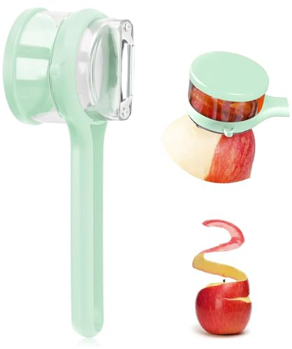 Cuchillo pelador multifuncional con caja de almacenamiento, pelador mejorado con contenedor, pelador de hoja de acero inoxidable de doble cara para cocina, herramienta de frutas y verduras (verde)