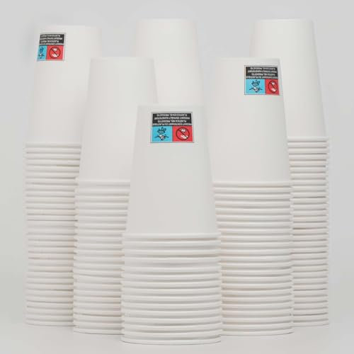 RAJDAL [300pcs Gobelets Carton Jetables Blanc 220 ml Résistant et Sans Fuite Idéal Café, Boissons Chaudes et Froides. En Papier Certifié FSC Recyclable. Idéal Entreprise, Bureau, Association