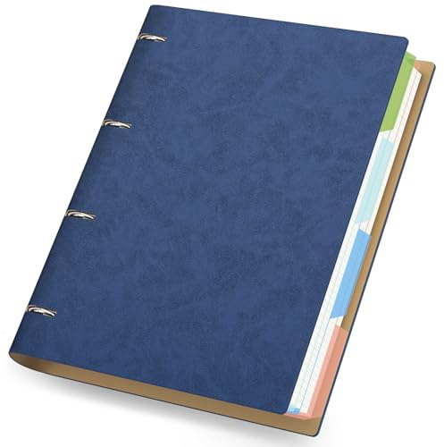 Yarotm Notizbuch A4 Kariert - 1 PC PU Leder Notizblock - 21.5x28cm Spiralblock Notebook A4-100GSM Nachfüllbar Ringbuch A4 Kariert 5mm - 300 Seiten Ring Binder Tagebuch Dunkelblau