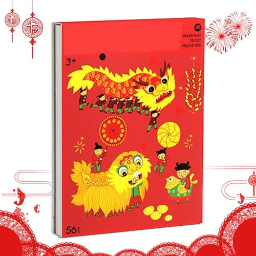 Papierschneiden des chinesischen Neujahrs 2025, Bastelpapier-Set des chinesischen Neujahrs, Spielzeug zum Schneiden von Papier, Kunst- und Bastelarbeiten, Papierbastelset für den Glauben