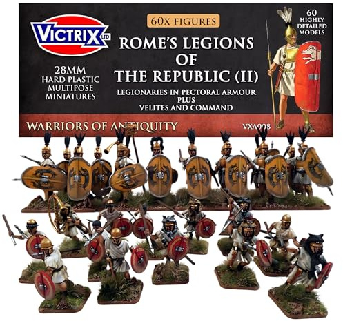 Wargames Delivered - Victrix Romes Legionen der Republik II Modellset | Bonus Miniatur STL Download 60 28 mm Multipose Figuren, Brustpanzer und Veliten für Wargaming & Tabletop Strategiespiele