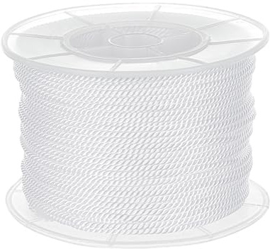 PH PandaHall 50m Twisted Satin Nylon Cord, 1.6mm 3-Ply White Twisted Cords Trim Honor Cord Silk Ropes Decorative Rope Cords for Crafts Curtain Tieback Home Decor Graduation