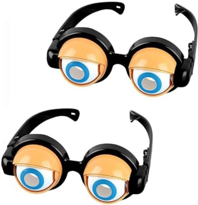 MaoNativey 2 Stück Lustige Partybrillen mit Wackelaugen - Faschingsbrille für Erwachsene - Karneval, Halloween & Geburtstagsfoto Requisiten