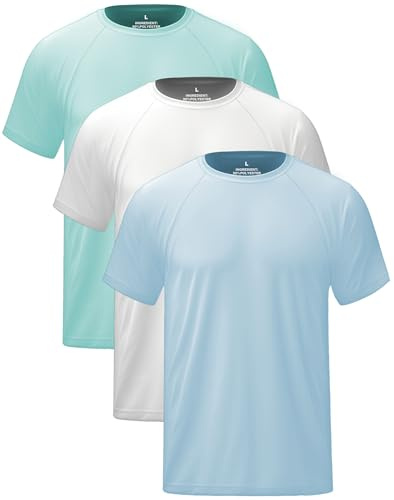 Hioutdoor UV Shirt Men's Pack of 3 Protection UPF 50+ Quick-Drying Short Sleeve Rash Guard Summer Beach for Outdoor Surfing Swimming Sports T-Shirt Protective Clothing Men