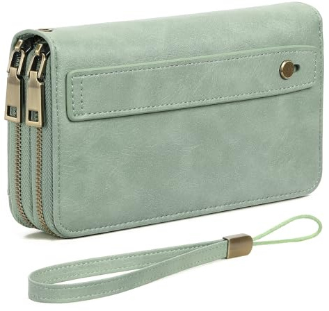 GAEKEAO Portafoglio Donna Grande, Portamonete Donna Blocco RFID con Doppia Zip, Molte Fessure Per Carte, Regali per Donne