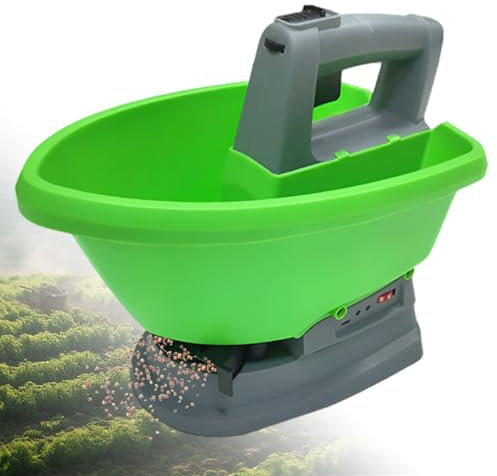 Esparcidor de semillas inalámbrico, esparcidor de alimentación de césped de mano con 7 velocidades ajustables, batería de 2000 mAh, amplio rango de propagación de 140°, esparcidor de fertilizantes