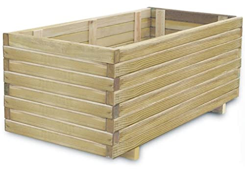Jardinière surélevée, grande jardinière extérieure, bac à plantes, bac à fleurs, convient pour jardins, restaurants, cafés, terrasses, 100 x 50 x 40 cm, en bois, rectangulaire