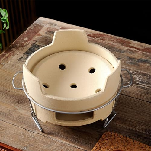 Poêle à Charbon de Bois en Argile, poêle à Griller Portable en Argile, fumoir de Table en poterie, Mini Barbecue de Camping, pour extérieur, intérieur, Pique-Nique, Camping (L)