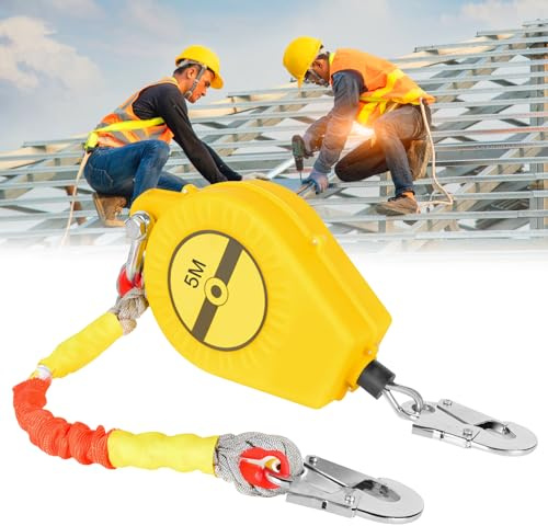 WingFly Dispositif Antichute a Rappel Automatique 3 à 15 m, Protection Contre Les Chutes Câble de Sécurité pour Toit et Travaux aériens, Dispositif de Sécurité rétractable, 5m