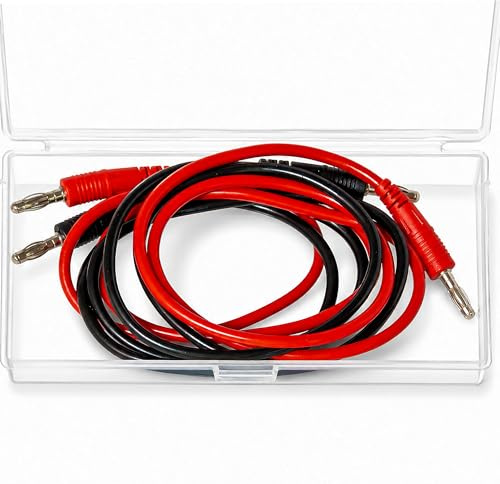 Lewttyer 4 mm Bananenstecker Testkabel Kabel Set 1M/15A Elektronische Für Multimeter 4mm Messleitungen Prüfkabel Rot Und Schwarz(2 Stück)
