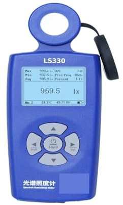 Luxmètre Spectral Luxmètre PPFD CCT UVI CRI Spectre Courbe Lux Testeur Professionnel for Éclairage des Plantes LS330 Maison et Bureau