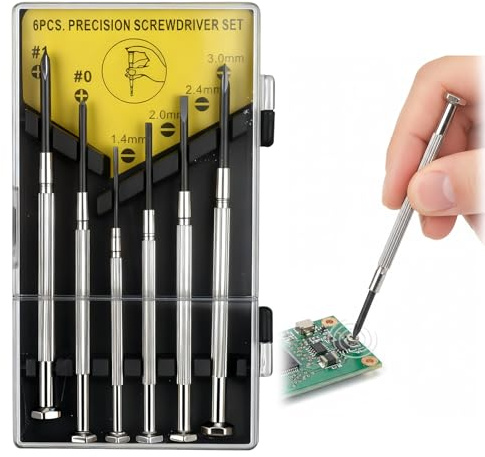 6 Pcs Mini Screwdriver Set, Flat Philips Magnetic Screwdrivers,Precision Screwdriver with Magnetic Tips, Heat Treated Steel for Glasses, Watch and Household Gadgets
