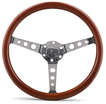 Sportlenkrad 15 zoll 380mm lenkrad klassische sport holz korn silber gebürstete sprach chrom tiefe 55mm
