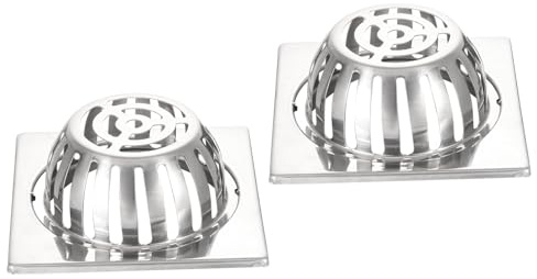 QUARKZMAN 2 Piezas Rejilla Desagüe Techo 201 Acero Inoxidable Cubierta Desagüe Piso En Forma Cúpula Antiobstrucción Cuadrada Exterior Hogar Jardín Balcón (125mm/4.9)