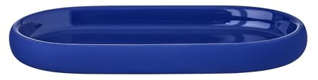 blomus Tablett SONO | Mazarine Blue | 19L x 10B x 2H cm | Ablageschale aus Keramik | Badaccessoire | Seifenschale & Schmuckablage