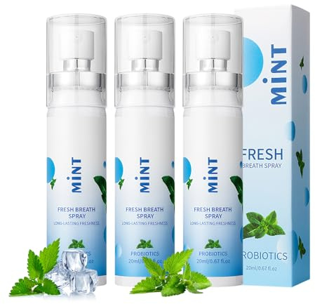 3 PCS Dry Mouth Spray, Breath Spray Long-Lasting Moisturizing Breath Freshener On-the-Go 20ml (Mint Flavor)