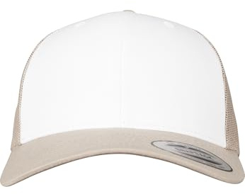 Flexfit Unisex Retro Trucker Colored Front Kappe, Khaki/White/Khaki, one Size
