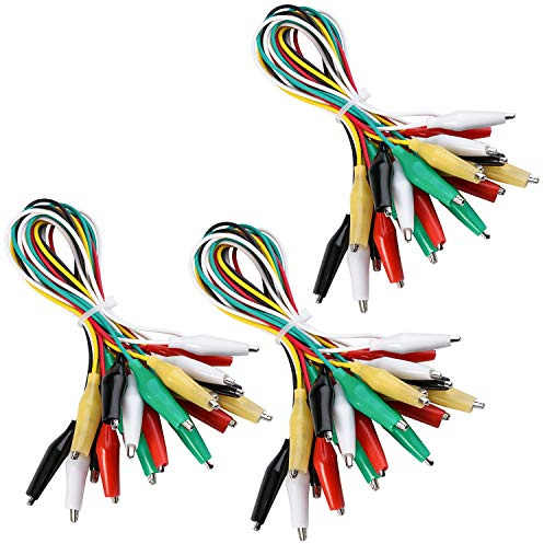 ELEGOO 30 Pièces Pince Crocodile Fils de Test 22AWG pour Tests Électriques | Pinces Crocodiles Isolées aux Double Extrémité, Kit de Cordons de Test pour Multimètre 50 cm Câble de Connexion Jumper Wire