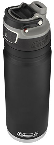Coleman FreeFlow AutoSeal Stainless Steal Water Bottle, 24oz, Black