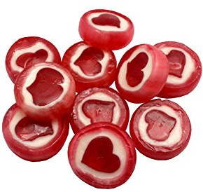 Herz Bonbons 500g rot/weiß einzeln verpackte Herzbonbons lecker Hochzeit Kommuinion Konfirmation Valentinstag Taufe Weihnachten Ostern Tischdeko Partydeko Candy Bar cremiger Himbeer Geschmack