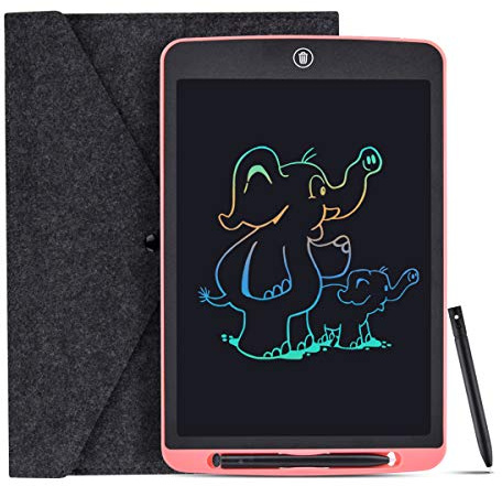 LCD Schreibtafel Kinder 12 Zoll, Elektronisches Grafiktablett Tragbares Zeichentablett für Kinder und Erwachsene mit Schutzhülle, Schreibtafel für Zuhause, Schule und Büro (pink)