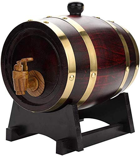 HSF Roble del Barril de Vino, 1.5L Práctica Duradero de la Madera de la Vendimia de Madera de Roble Barril de Vino del dispensador, a Prueba de Fugas de Vino del Roble de barricas pie con la Madera y