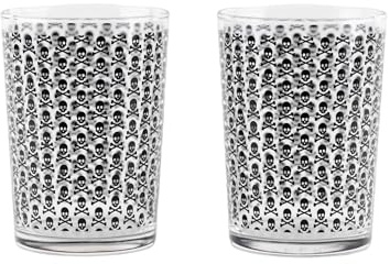 SCALPERS HOME | Vasos de Cristal Transparente | Juego de 2 Vasos de Sidra | Capacidad de 520 ml | Diseño con la Calavera de Scalpers | Fabricados en Cristal