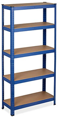 Relaxdays Schwerlastregal, HBT: 150 x 75 x 30 cm, Traglast: 875 kg, 5 Böden, zum Stecken, Keller & Garage, Stahl, blau